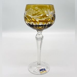 Vintage Lausitzer Crystal Römer Wine Glass – Amber Cut-to-Clear